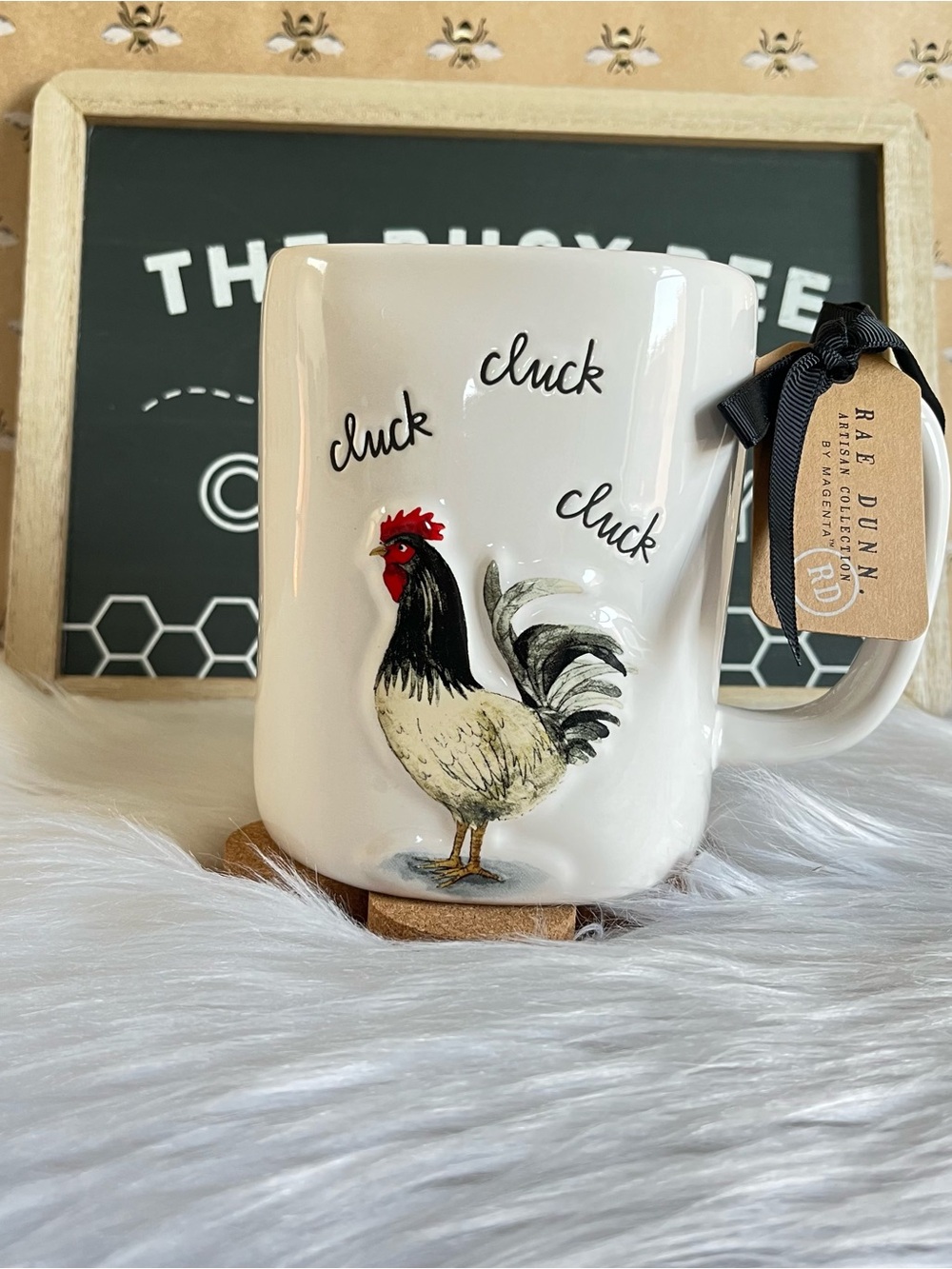 Rae Dunn Cluck Rooster Farmhouse Country Kitchen Coffee Mug - Picture 2 of 4